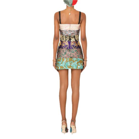 DOLCE & GABBANA Runway Short Patchwork Jacquard Mini Dress 40 S - Picture 8 of 11